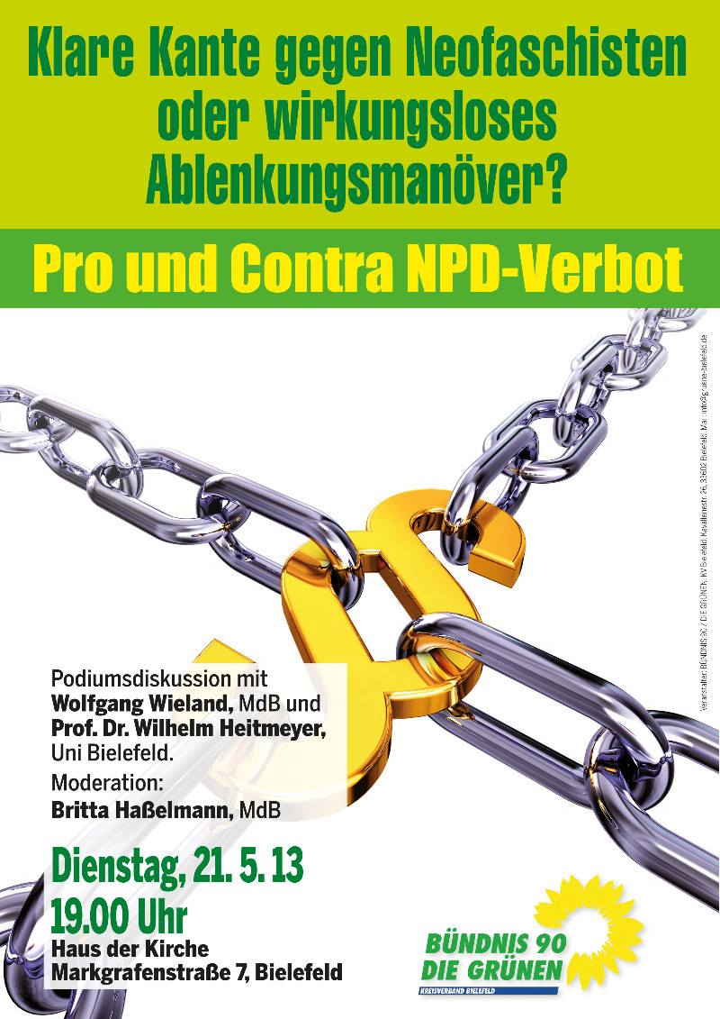 Pro und Contra NPD-Verbot. Veranstaltung 21.5., 19.00