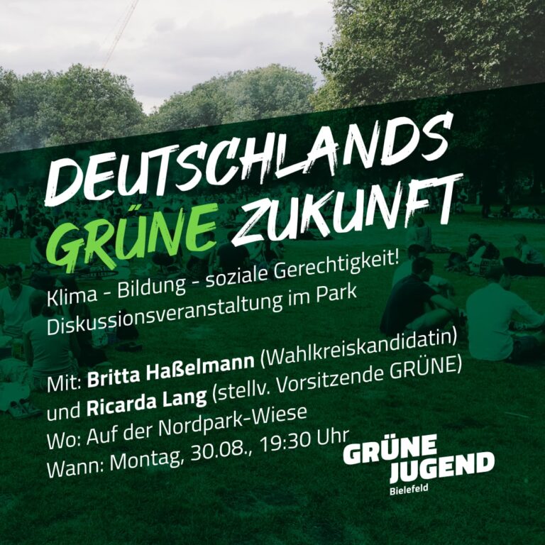 30.8.: Diskussion mit Ricarda Lang und Britta Haßelmann