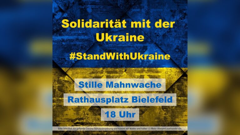 Stille Mahnwache heute: Solidarität mit der Ukraine