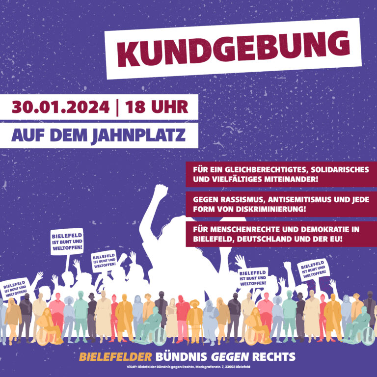30.01.: Kundgebung – Solidarischer Zusammenhalt statt rechtem Populismus, Rassismus und Antisemitismus!